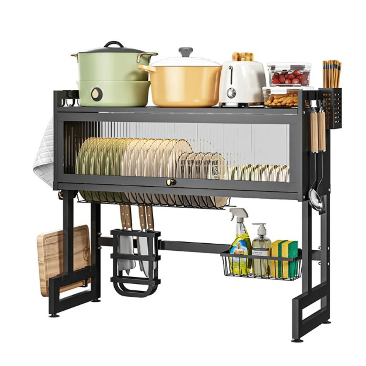 SUBE - Escurridor Platos Cocina Fregadero Con Gabinete Multifunción-