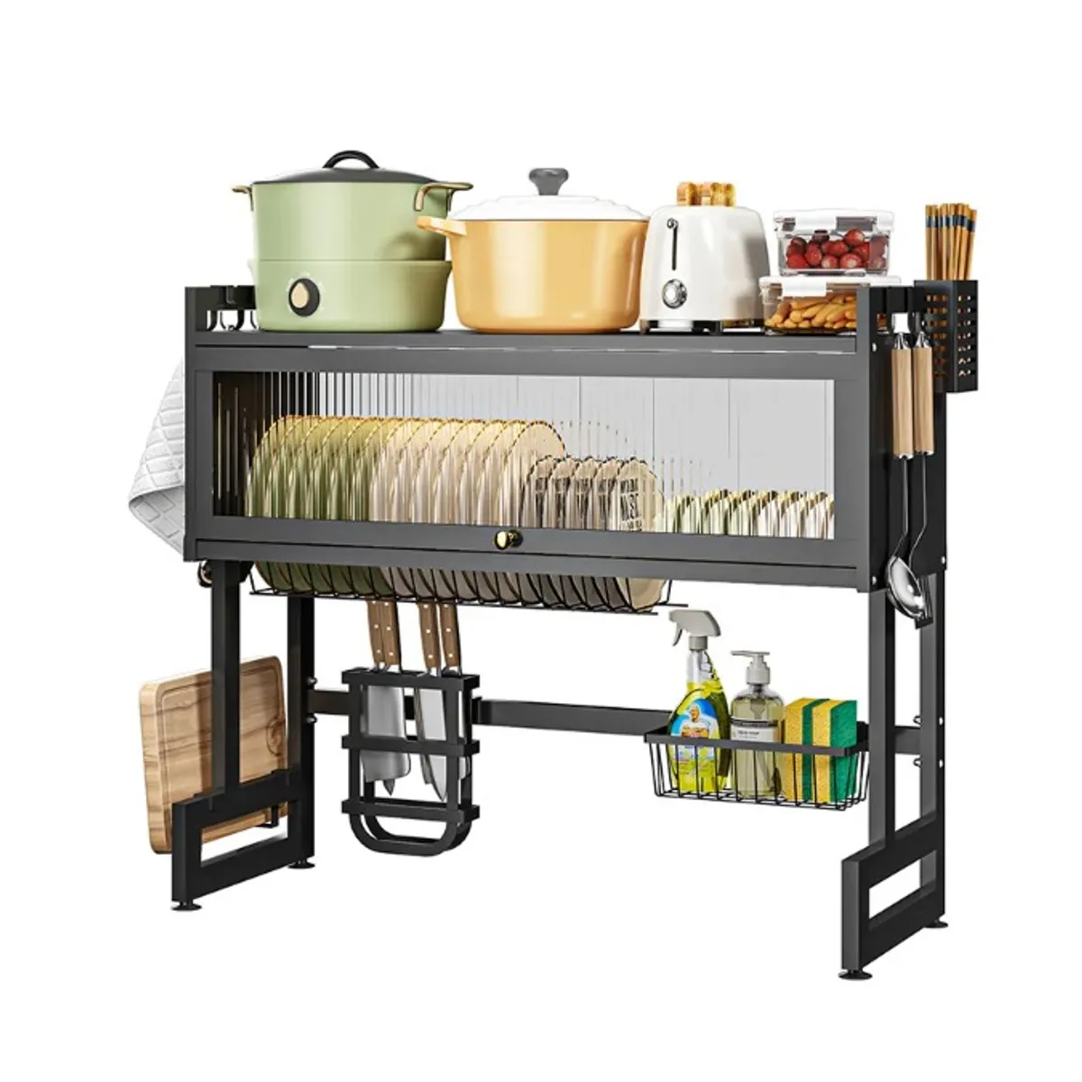 SUBE - Escurridor Platos Cocina Fregadero Con Gabinete Multifunción-