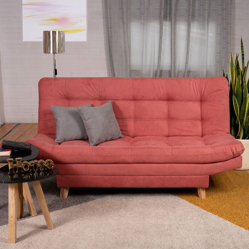 ARMONIA HOME - Sofá Cama Valencia Guayaba 3 PTOS + Cojines
