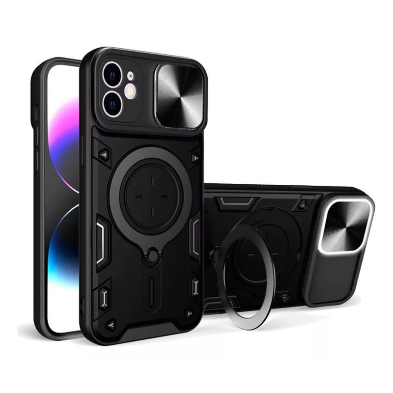 GENERICO - Funda Estuche Anti Golpes Soporte Compatible iPhone 11 Negro