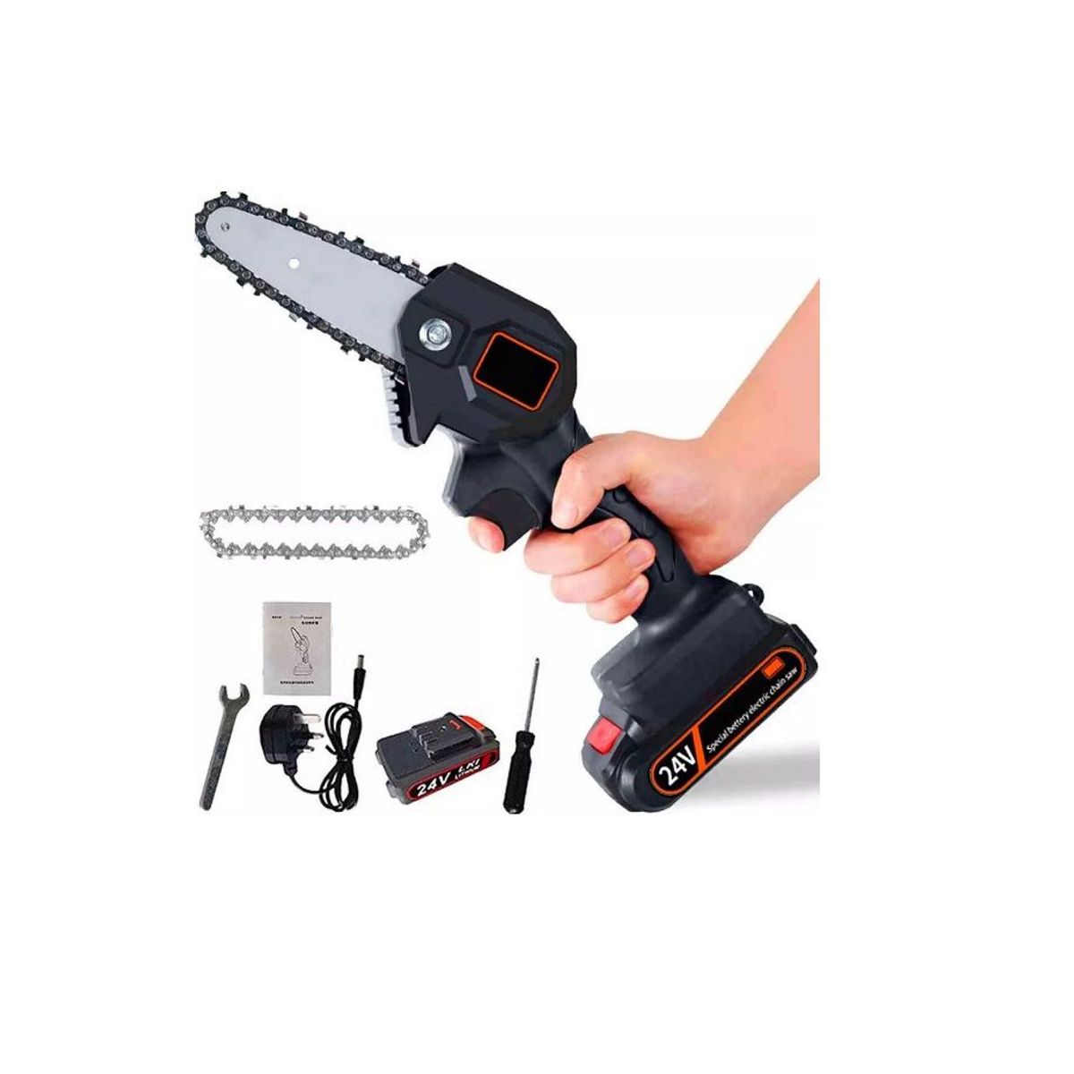 GENERICO - Mini Motosierra De Mano Portátil Ergonómico Recargable 24v