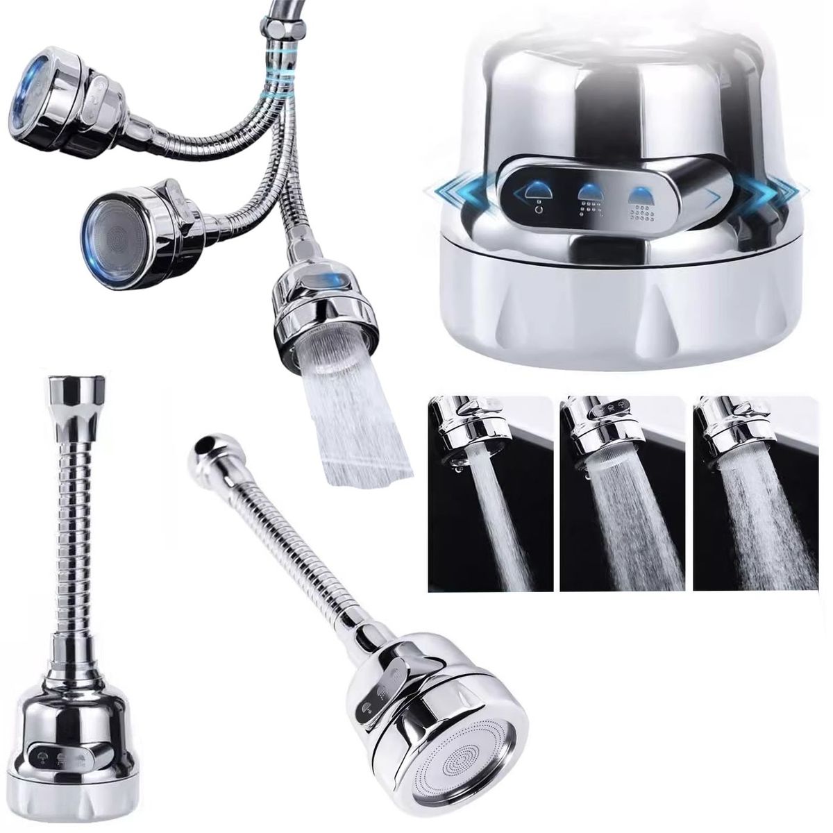 MULTIPLACE COLOMBIA - Ahorrador De Agua Grifo Extensor  Giratorio Cocina Lavaplatos 3 modos-