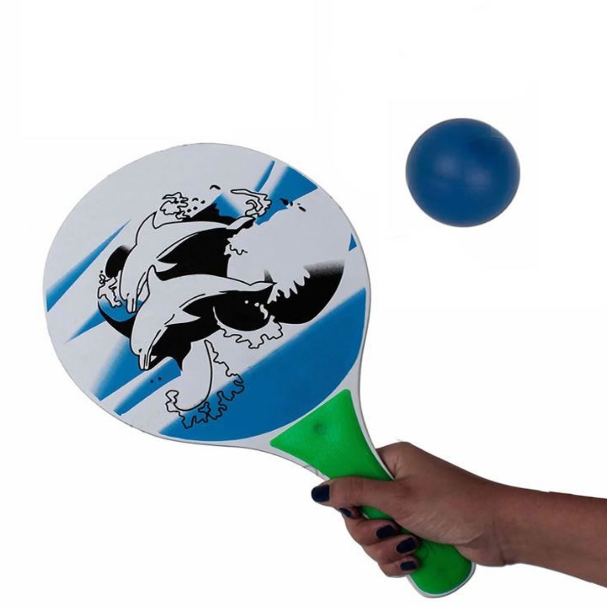 GENERICO - Raquetas Playa Paletas X 2 + Pelota Madera Agarre Plástico