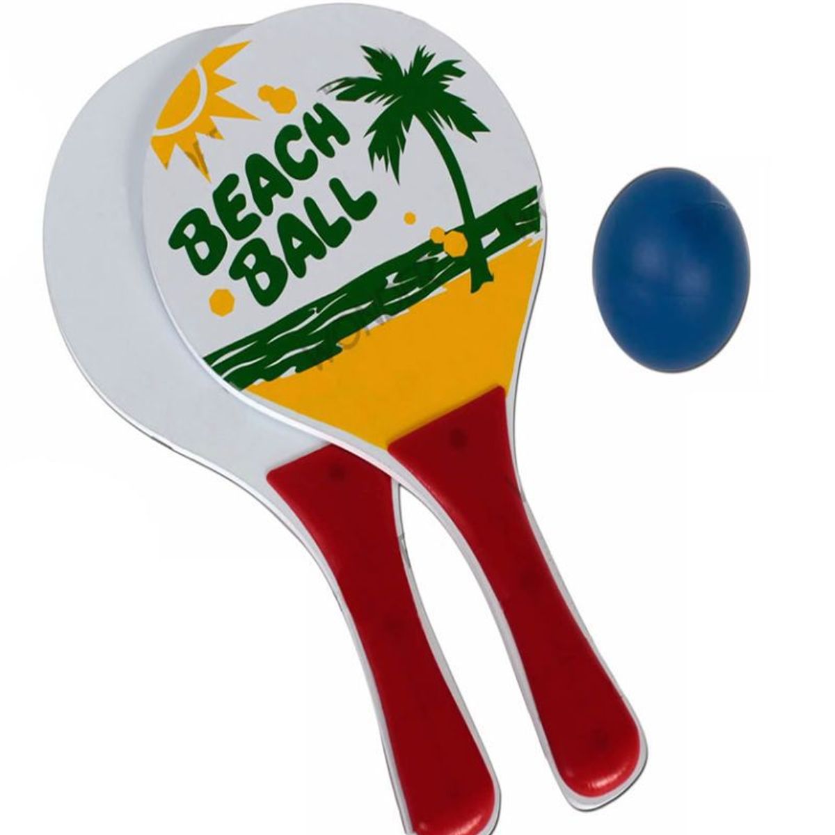 GENERICO - Raquetas Playa Paletas X 2 + Pelota Madera Agarre Plástico