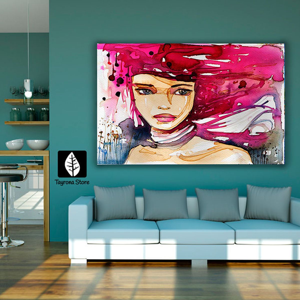 TAYRONA STORE - Cuadro En Lienzo Para Habitaciones Cara Mujer Art 01 100x70cm