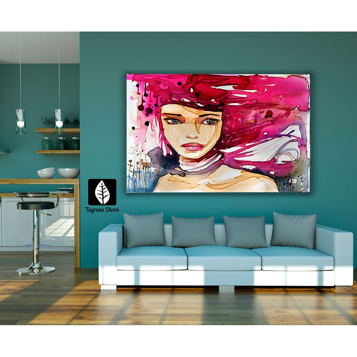 TAYRONA STORE - Cuadro En Lienzo Para Habitaciones Cara Mujer Art 01 100x70cm