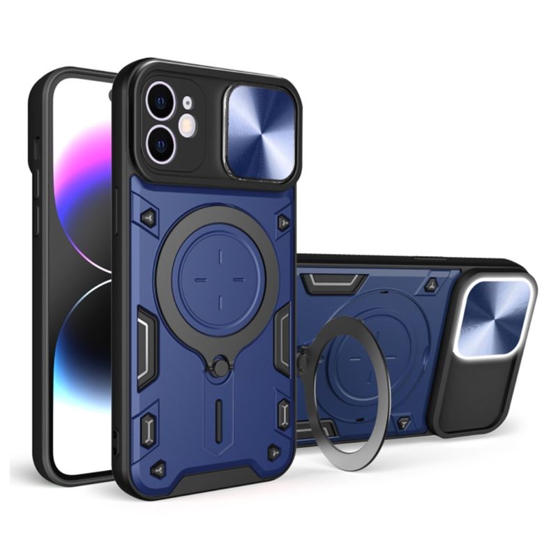 GENERICO - Funda Estuche Anti Golpes Soporte Compatible iPhone 11 Azul