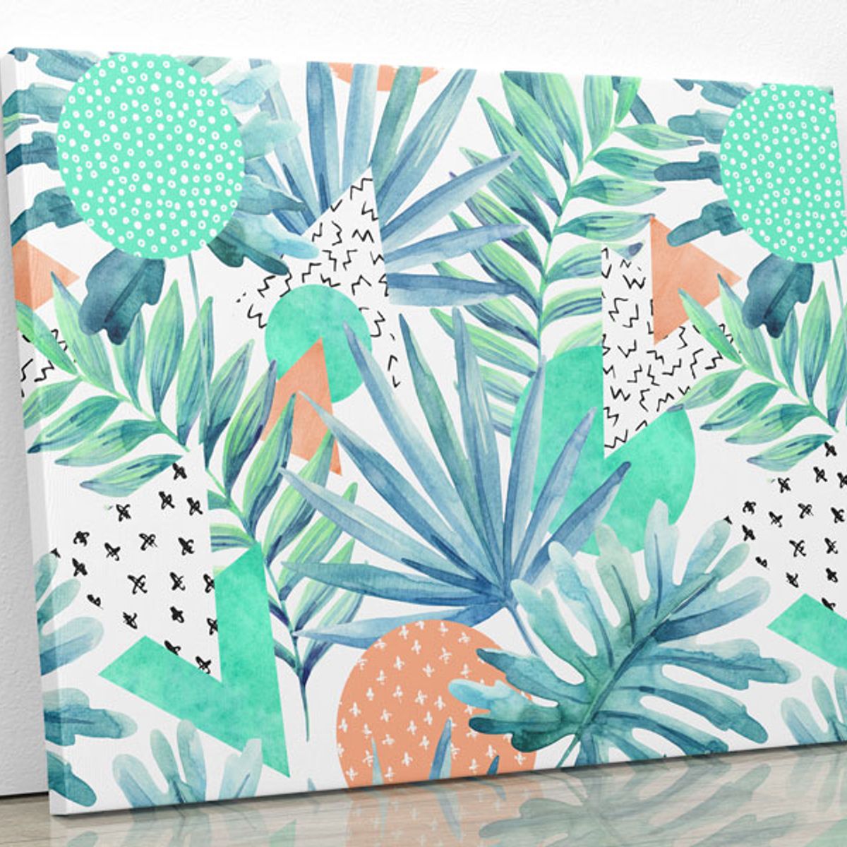 TAYRONA STORE - Cuadro En Lienzo Para Habitaciones Hojas Verdes 01 100x80cm