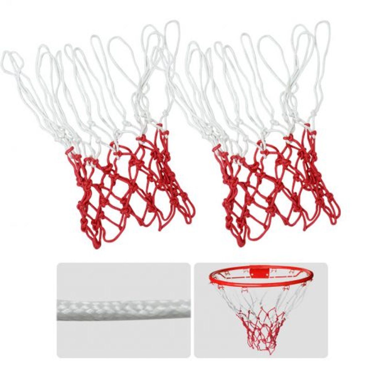 GENERICO - Malla X 2 Aro Baloncesto Red Nylon Basketball Blanca / Roja