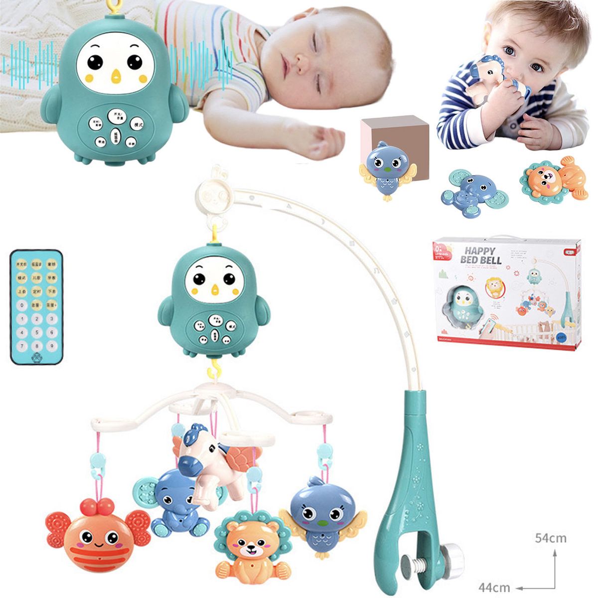 BIBI - Movil musical para cuna bebe con proyector y control remoto-