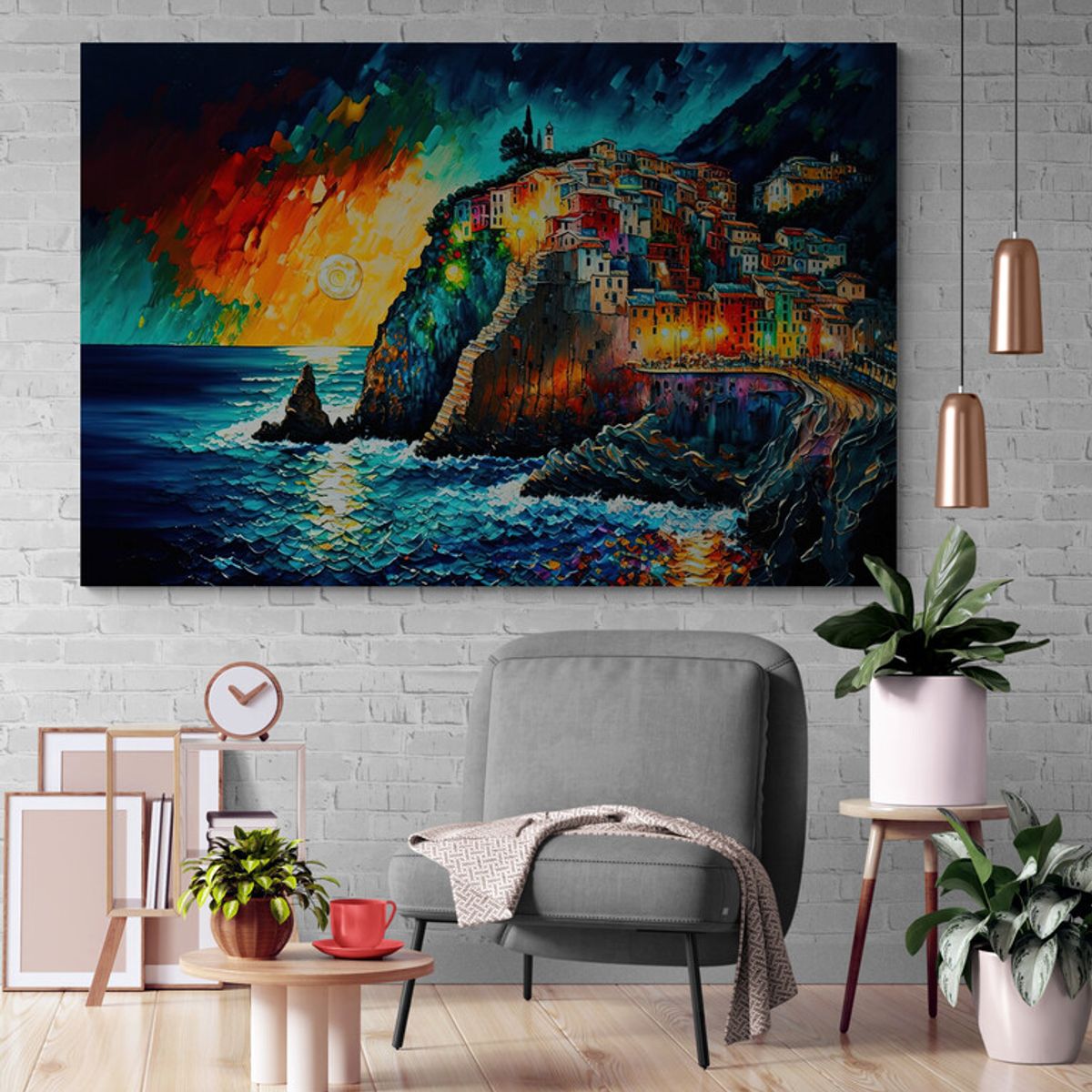 TAYRONA STORE - Cuadro Lienzo Para Habitaciones Italia Pintura Ciudad 172 50x35cm.