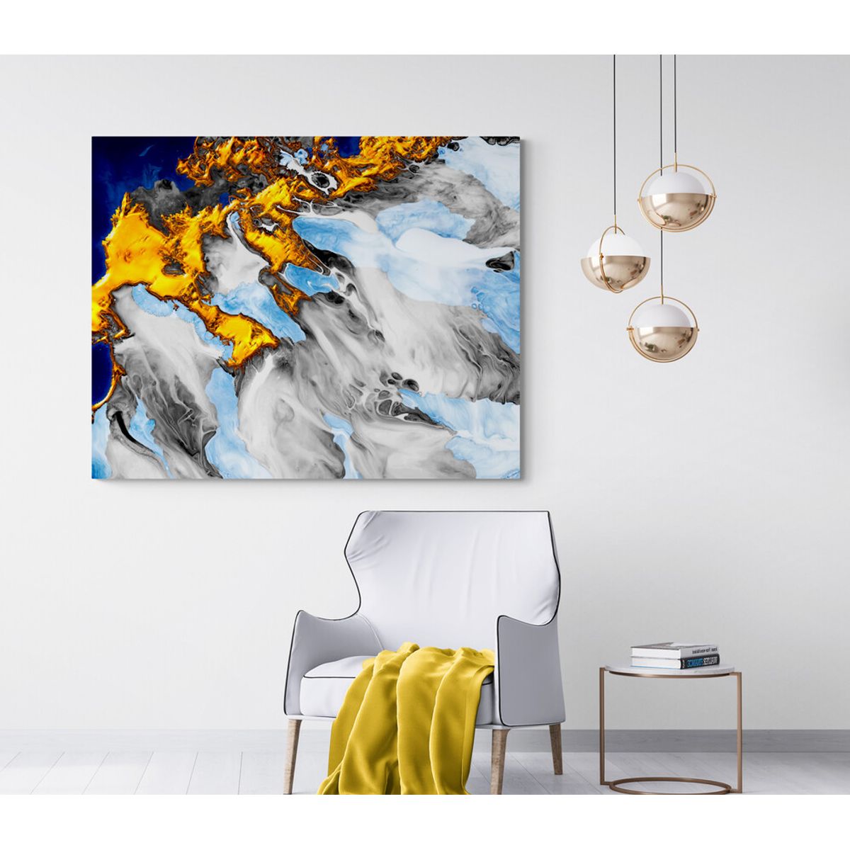 TAYRONA STORE - Cuadro Lienzo Habitacion Pintura Abstracta Con Oro 26 75x60cm