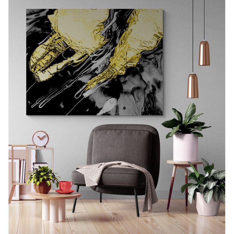 TAYRONA STORE - Cuadro Lienzo Habitacion Pintura Abstracta Oro 03 100x75cm