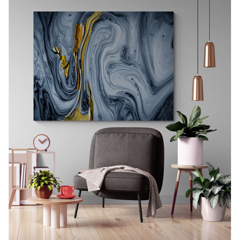 TAYRONA STORE - Cuadro Lienzo Habitacion Pintura Abstracta Oro 01 135x100cm