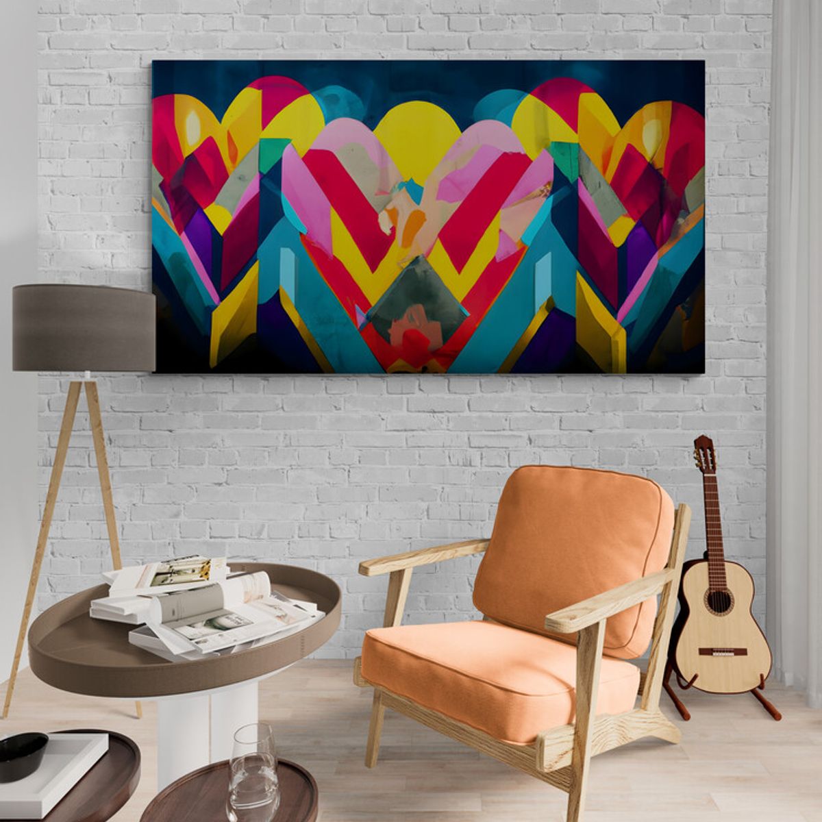 TAYRONA STORE - Cuadro Lienzo Habitacion Corazon Abstracto Colores 268 100x55cm