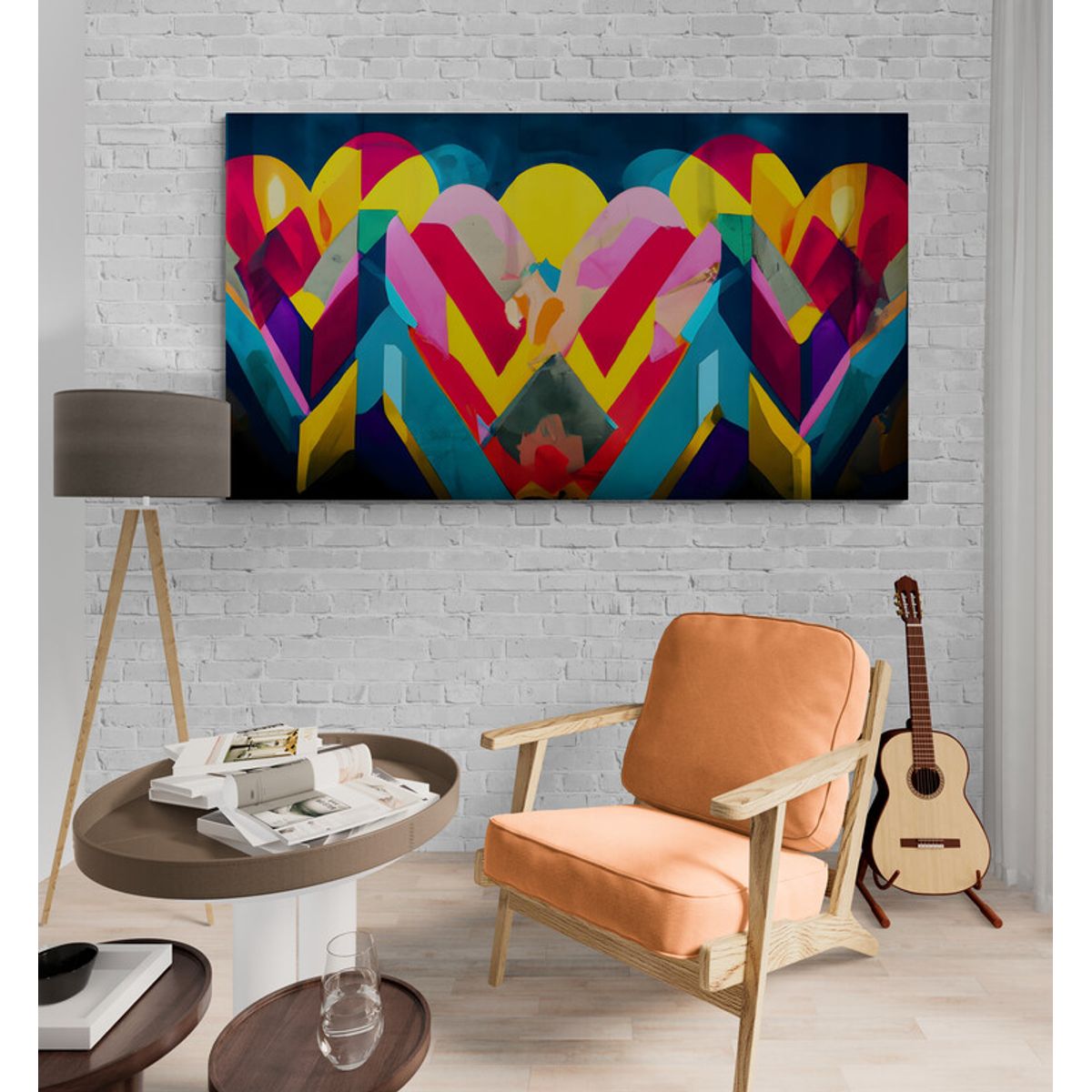 TAYRONA STORE - Cuadro Lienzo Habitacion Corazon Abstracto Colores 268 100x55cm