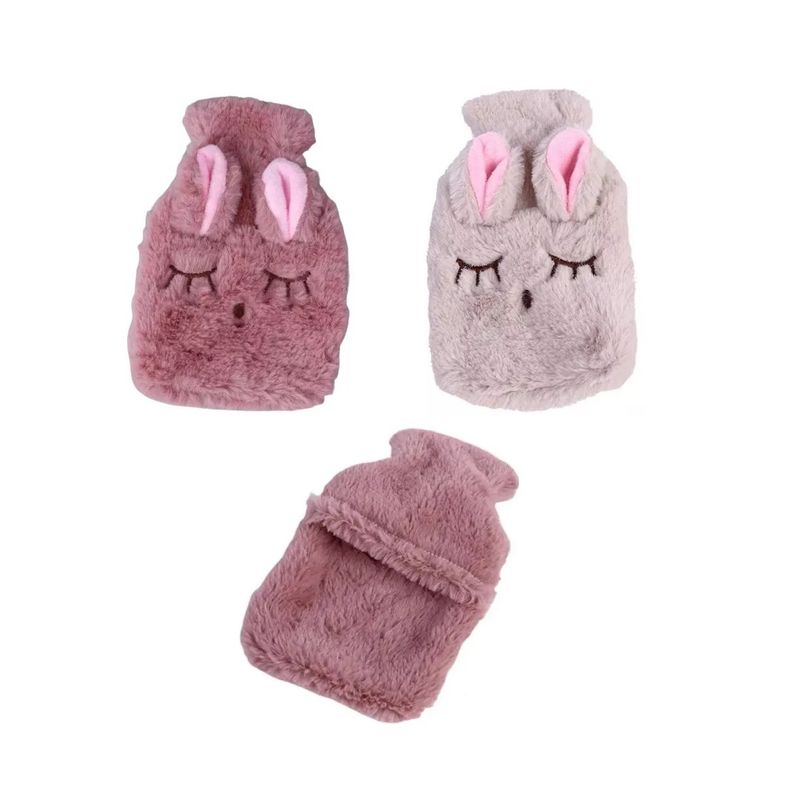 HOMETLY - Bolsa termica de agua con funda de peluche purpura
