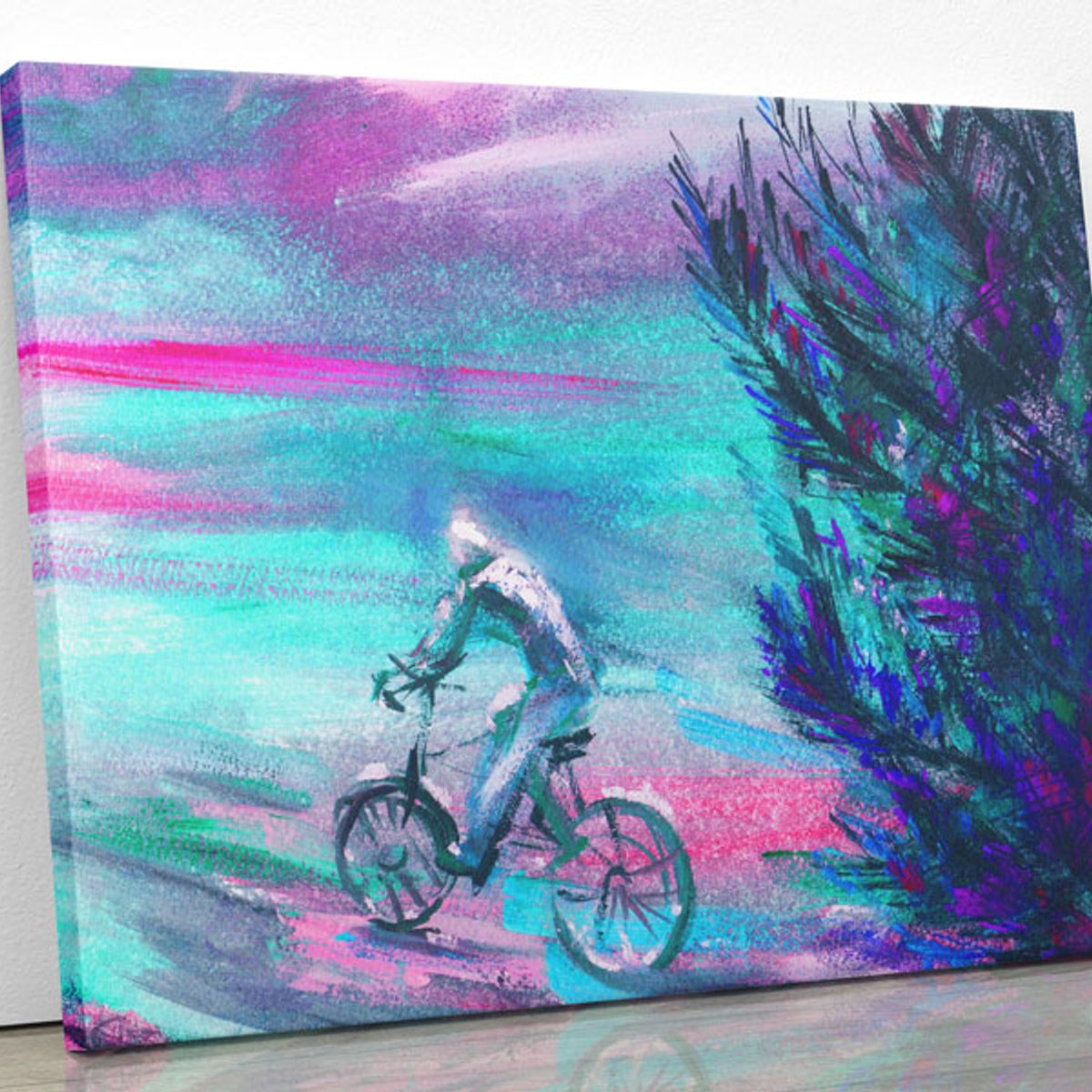 TAYRONA STORE - Cuadro En Lienzo Para Habitaciones Pintura Bicicleta 32 50x40cm