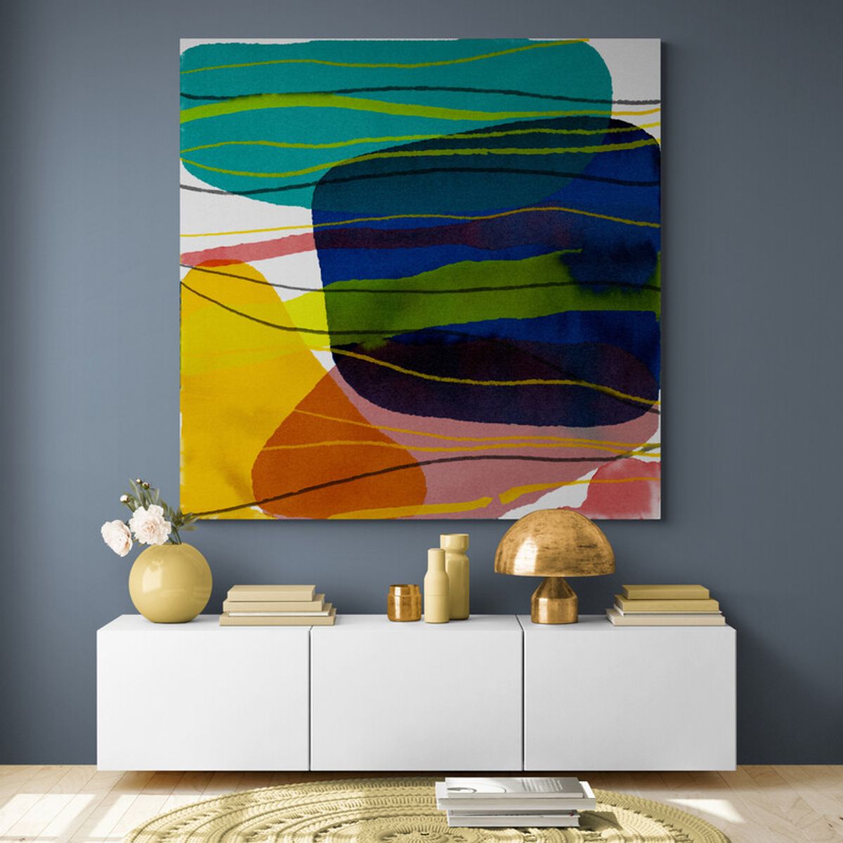 TAYRONA STORE - Cuadro En Lienzo Para Habitaciones Diseño Minimalista 368 90x90cm