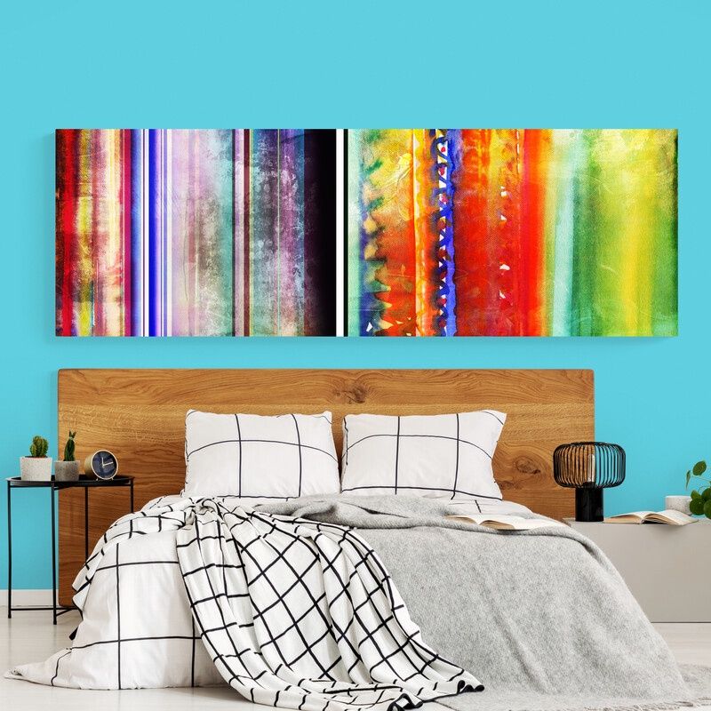 TAYRONA STORE - Cuadro En Lienzo Para Habitaciones Abstracto Colores 288 100x40cm