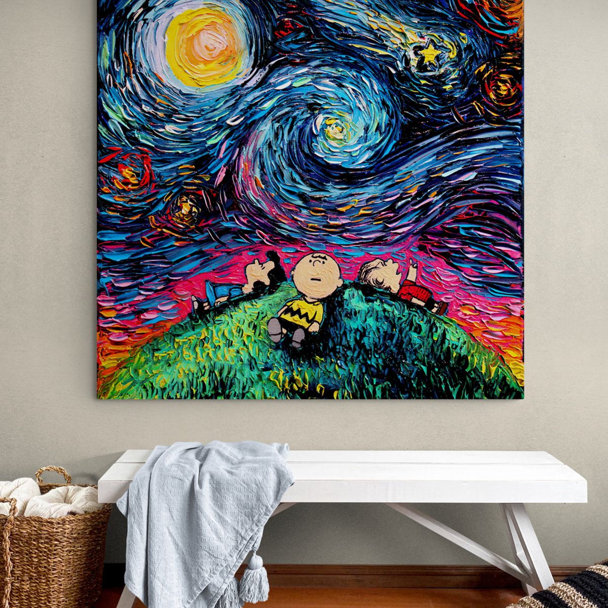 TAYRONA STORE - Cuadro Lienzo Para Habitaciones Noche Estrellada Charlie 02 50x50cm