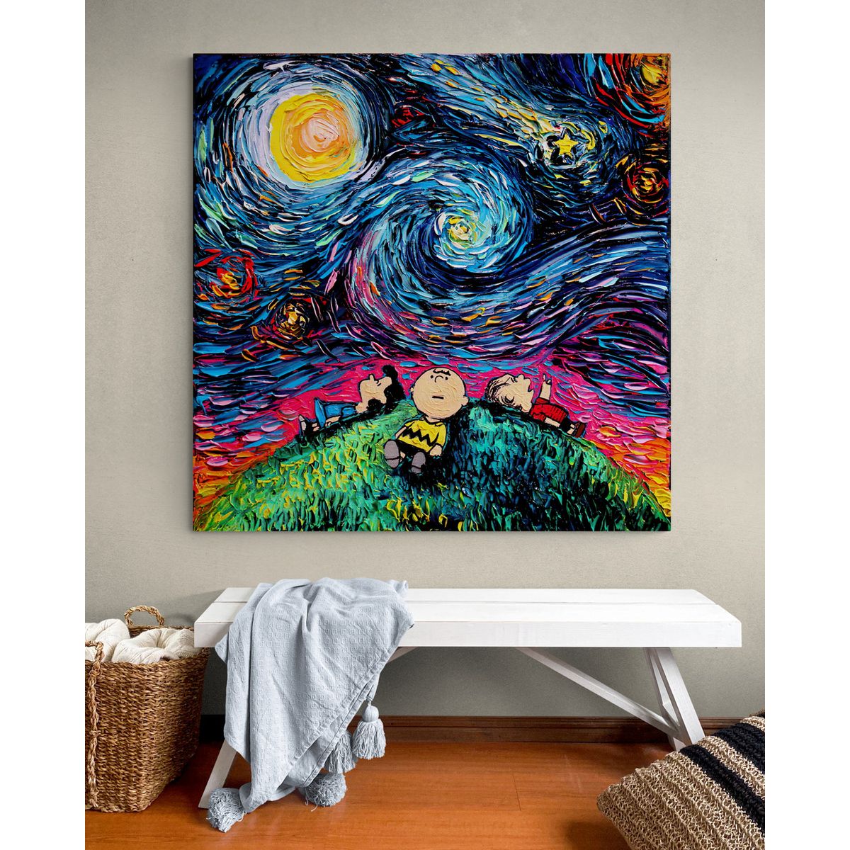 TAYRONA STORE - Cuadro Lienzo Para Habitaciones Noche Estrellada Charlie 02 50x50cm