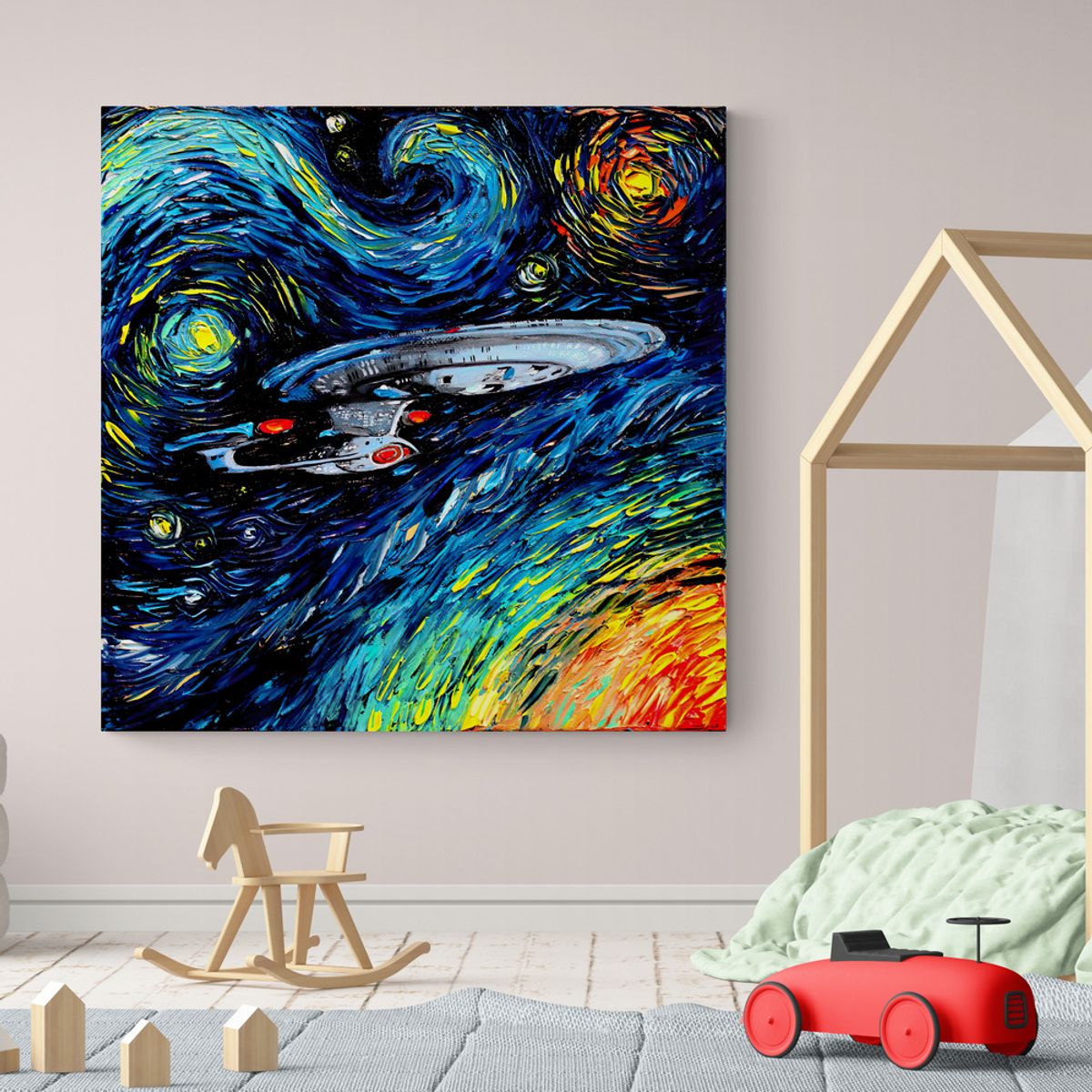 TAYRONA STORE - Cuadro Lienzo Para Habitaciones Noche Estrellada Star Trek 02 60x60cm