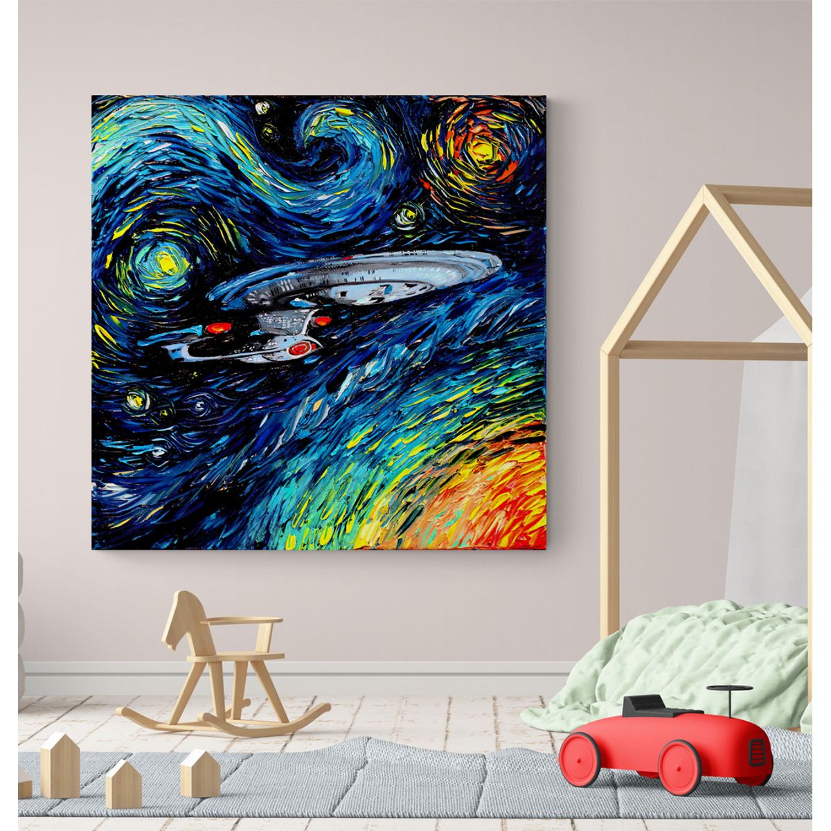 TAYRONA STORE - Cuadro Lienzo Para Habitaciones Noche Estrellada Star Trek 02 70x70cm