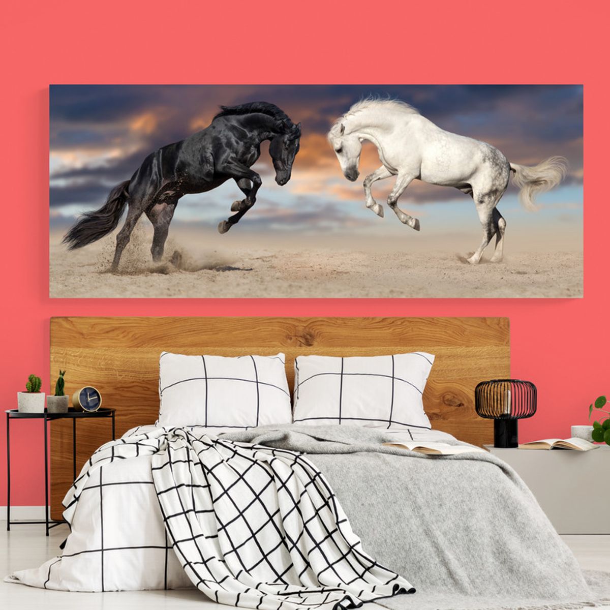 TAYRONA STORE - Cuadro En Lienzo Para Habitaciones Caballos 088 175x70cm