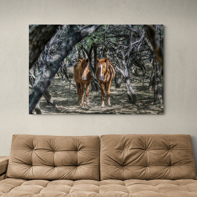 TAYRONA STORE - Cuadro En Lienzo Para Habitaciones Caballos 154 100x70cm