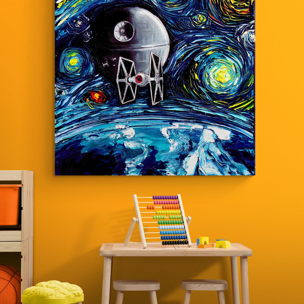 TAYRONA STORE - Cuadro Lienzo Para Habitaciones Noche Estrellada Star Wars 80x80cm