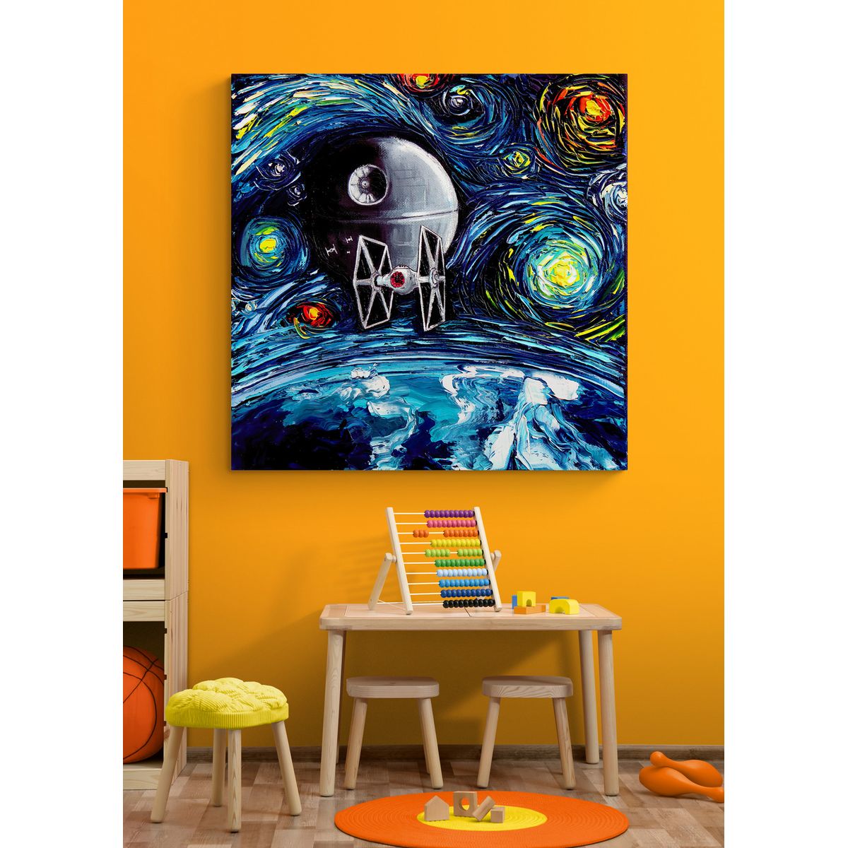 TAYRONA STORE - Cuadro Lienzo Para Habitaciones Noche Estrellada Star Wars 80x80cm