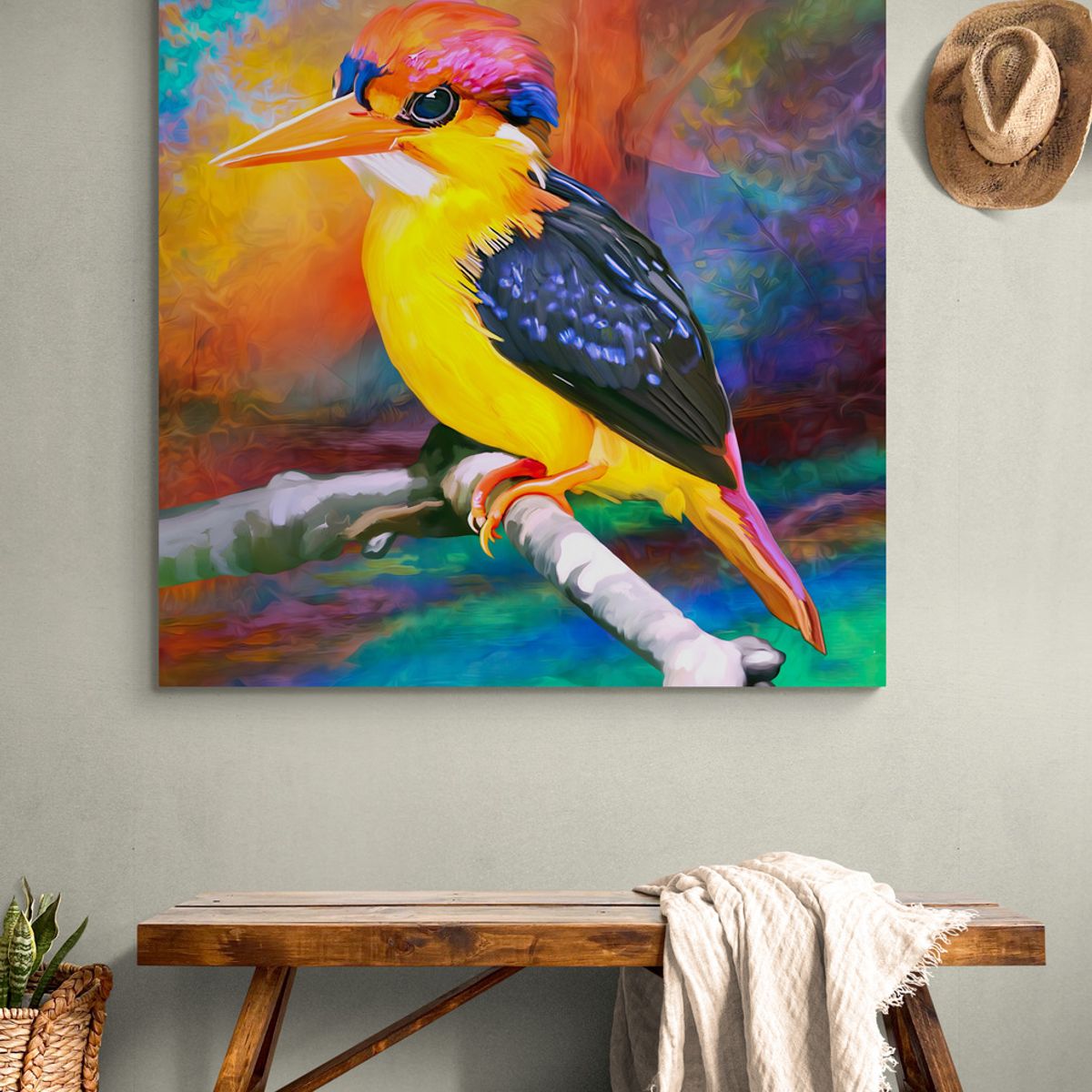 TAYRONA STORE - Cuadro En Lienzo Para Habitaciones Pajaro 092 60x60cm