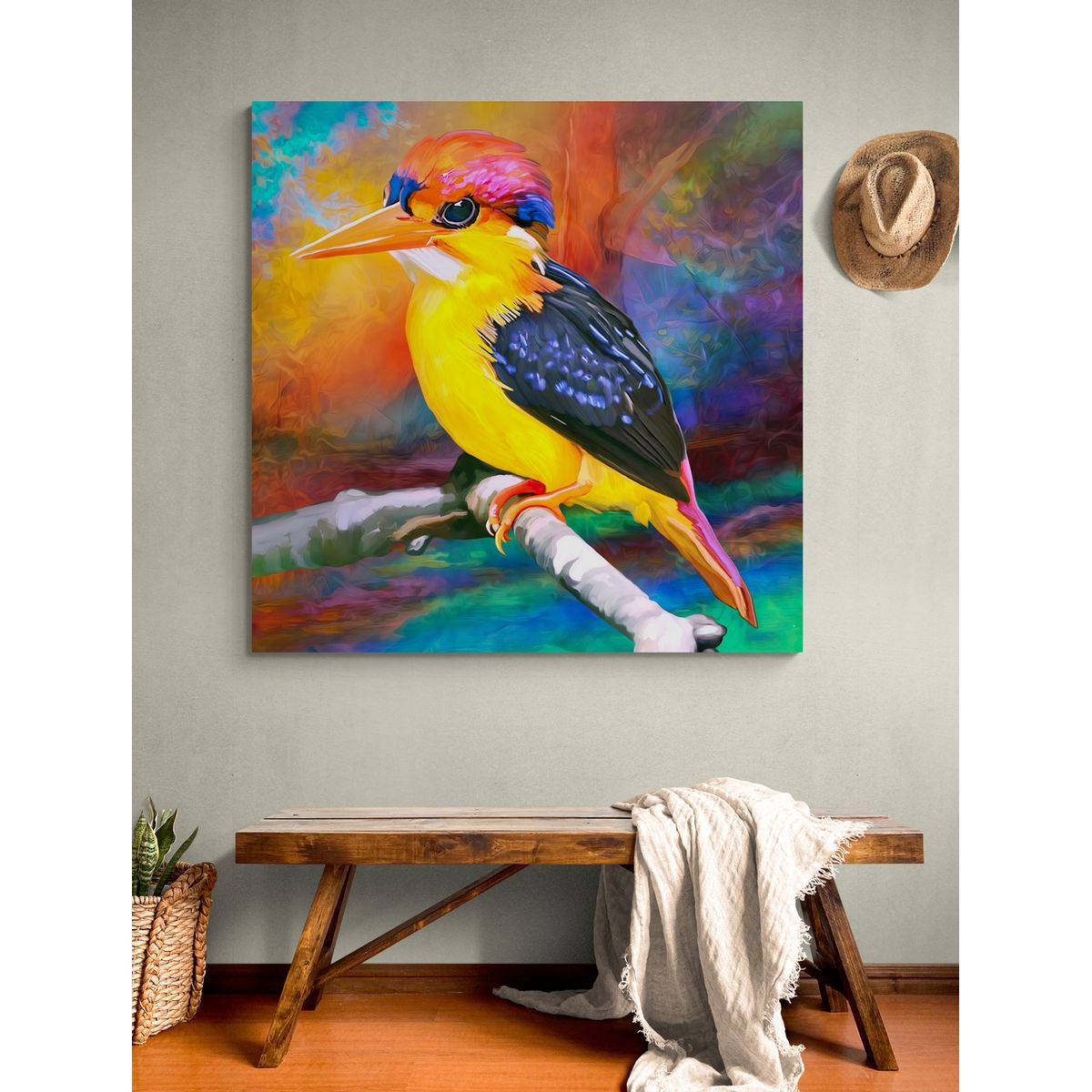 TAYRONA STORE - Cuadro En Lienzo Para Habitaciones Pajaro 092 60x60cm