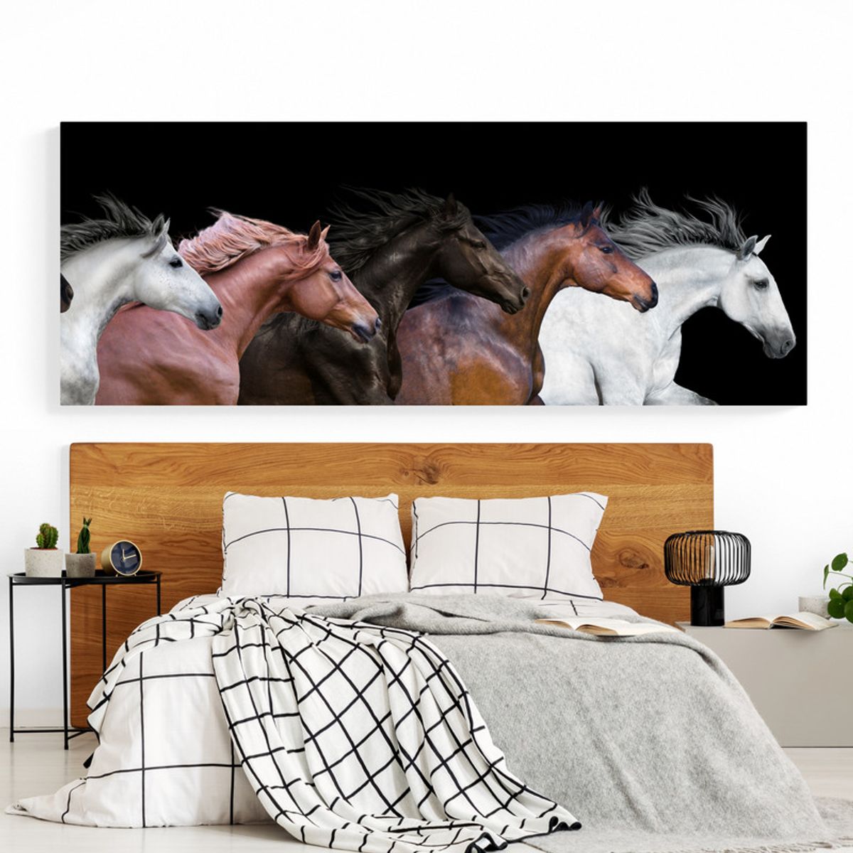 TAYRONA STORE - Cuadro En Lienzo Para Habitaciones Caballos 090 175x70cm