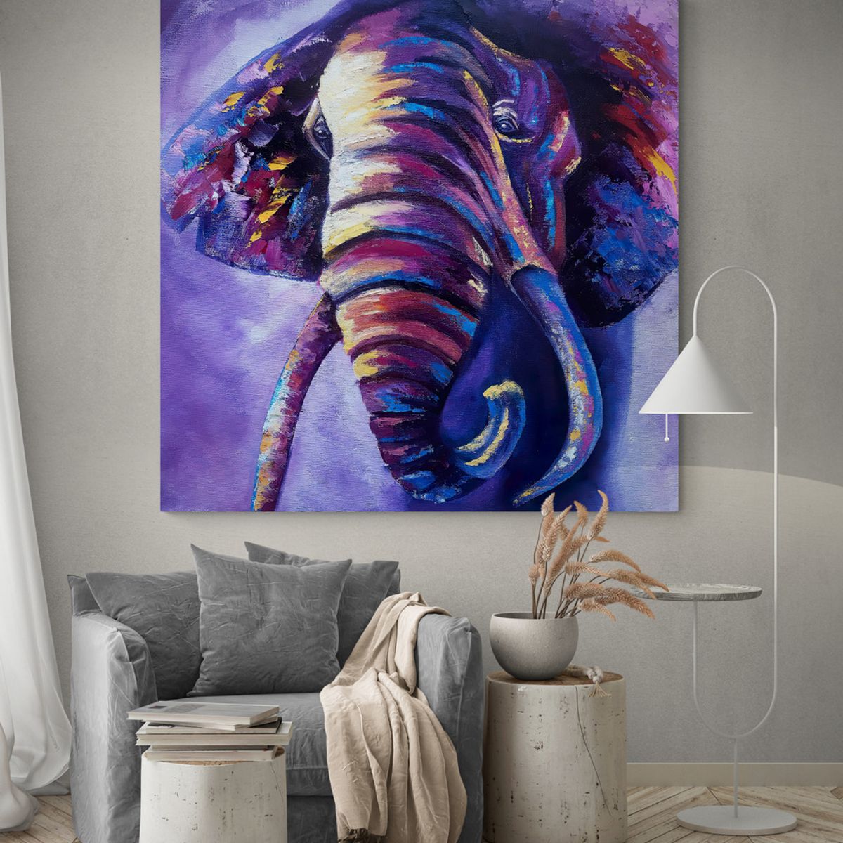TAYRONA STORE - Cuadro En Lienzo Para Habitaciones Elefante 122 60x60cm
