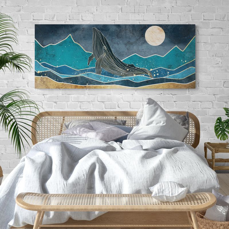 TAYRONA STORE - Cuadro En Lienzo Para Habitaciones Ocenano Ballena 003 100x40cm
