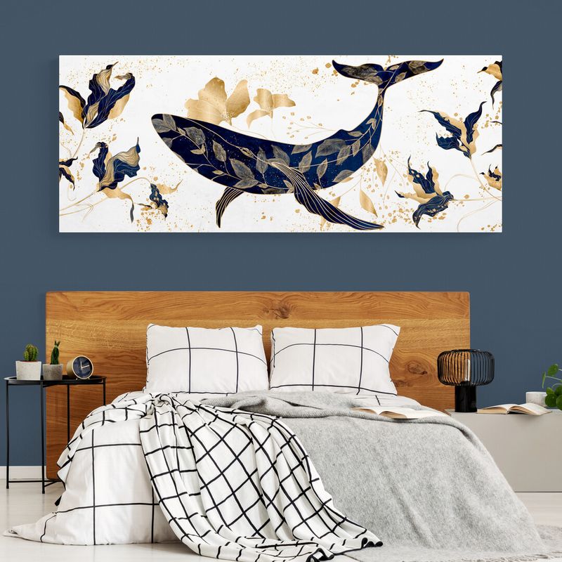 TAYRONA STORE - Cuadro En Lienzo Para Habitaciones Ocenano Ballena 009 150x60cm