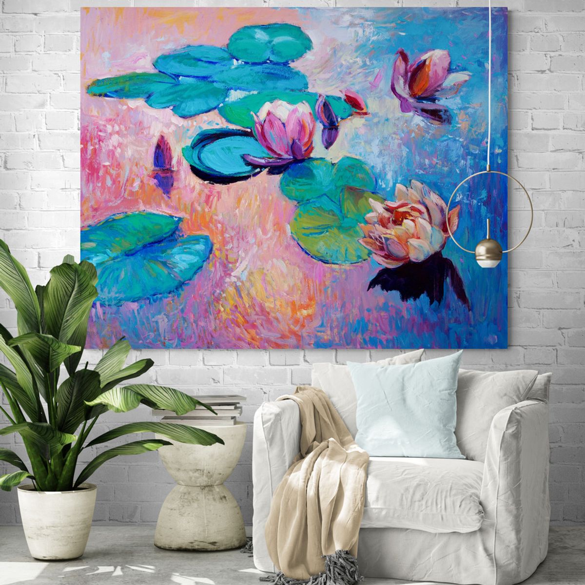 TAYRONA STORE - Cuadro En Lienzo Para Habitaciones Flor De Loto 013 50x40cm