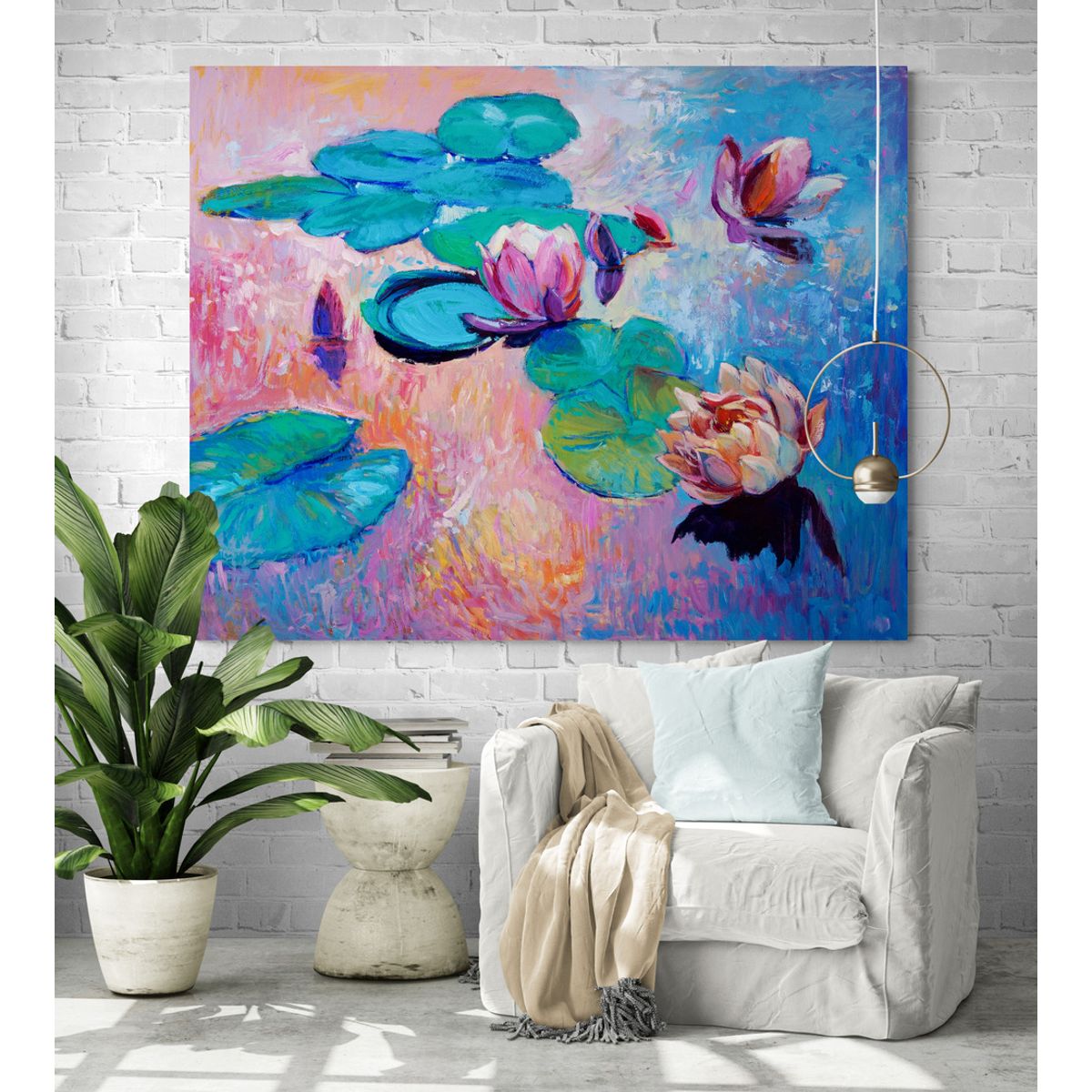 TAYRONA STORE - Cuadro En Lienzo Para Habitaciones Flor De Loto 013 50x40cm