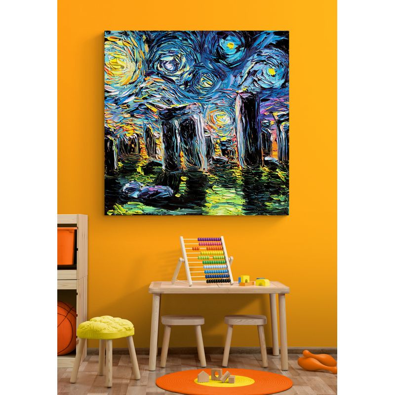 TAYRONA STORE - Cuadro En Lienzo Para Habitaciones Noche Estrellada Stonehenge 70x70cm