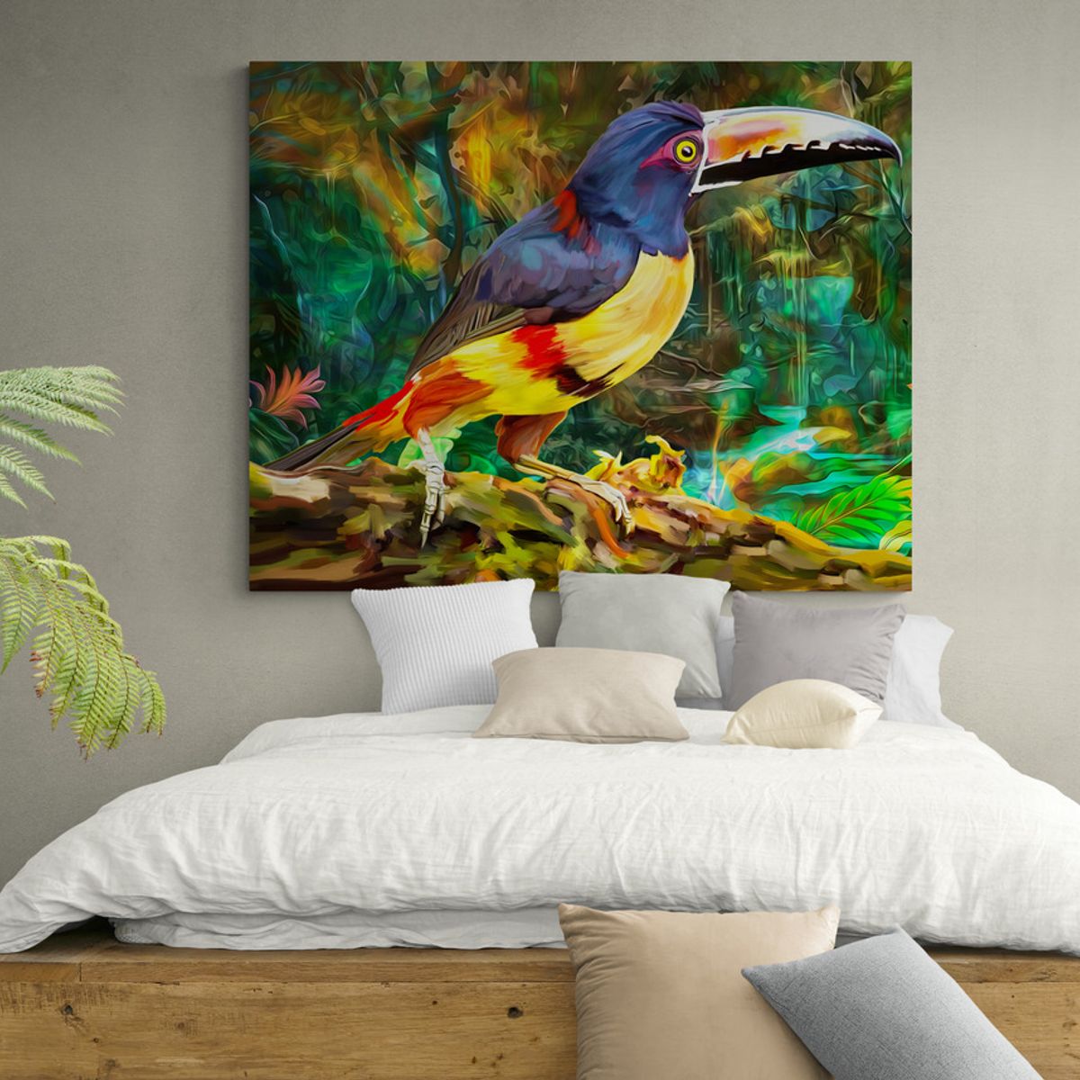 TAYRONA STORE - Cuadro En Lienzo Para Habitaciones Pajaro 093 75x60cm