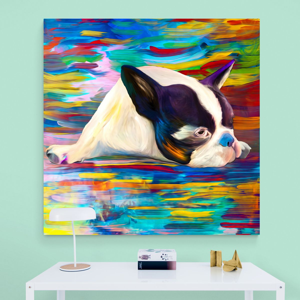 TAYRONA STORE - Cuadro En Lienzo Para Habitaciones Perro 120 80x80cm