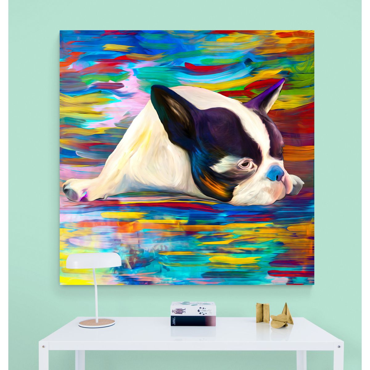 TAYRONA STORE - Cuadro En Lienzo Para Habitaciones Perro 120 80x80cm