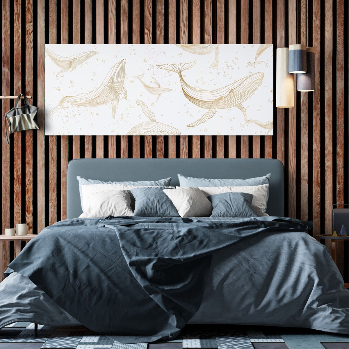 TAYRONA STORE - Cuadro En Lienzo Para Habitaciones Ocenano Ballena 008 175x70cm