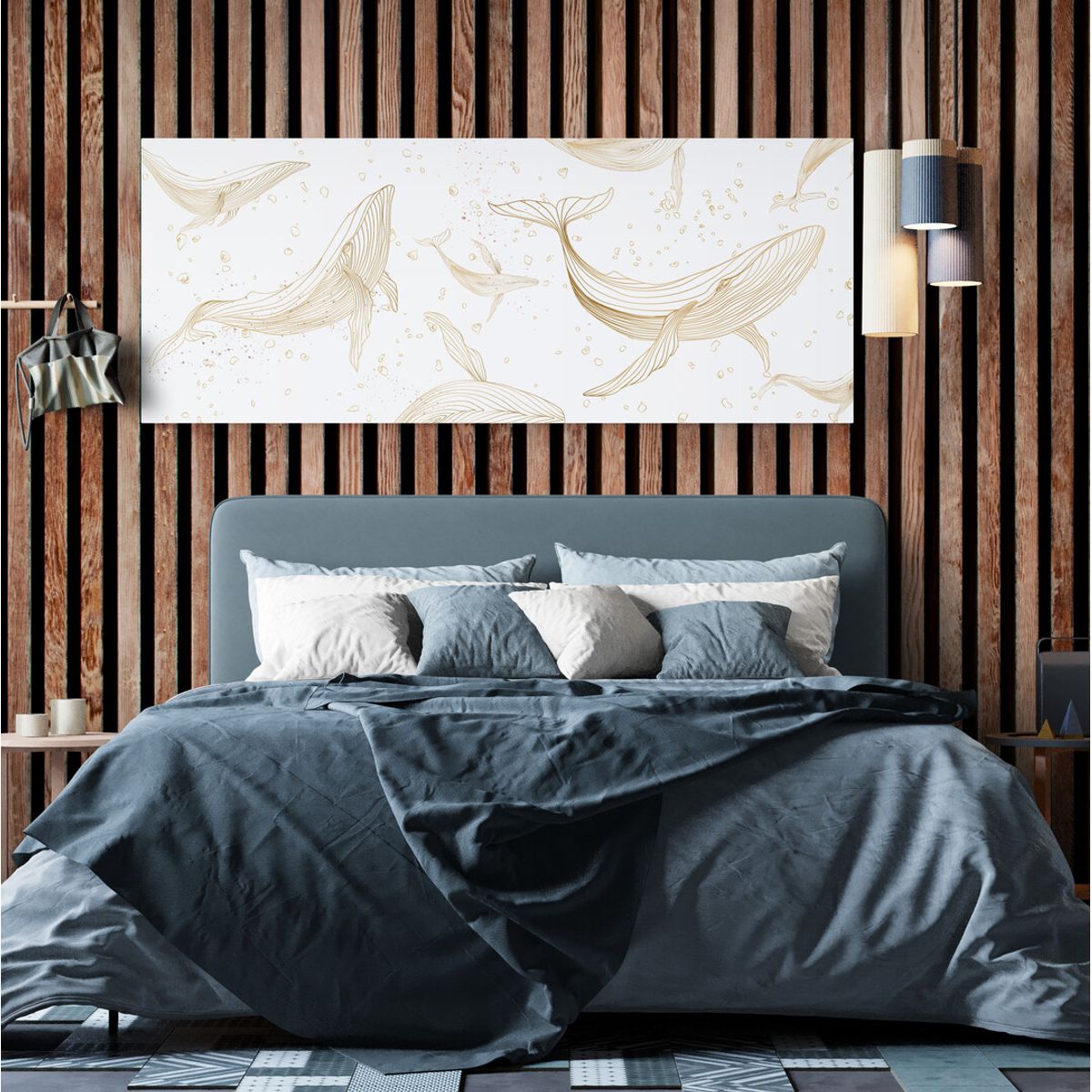 TAYRONA STORE - Cuadro En Lienzo Para Habitaciones Ocenano Ballena 008 175x70cm