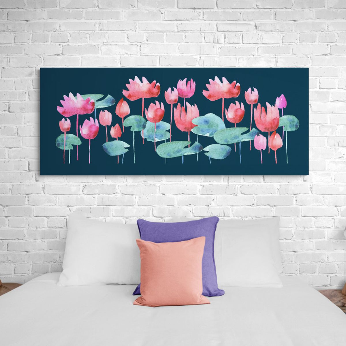 TAYRONA STORE - Cuadro En Lienzo Para Habitaciones Flor De Loto 020 100x40cm
