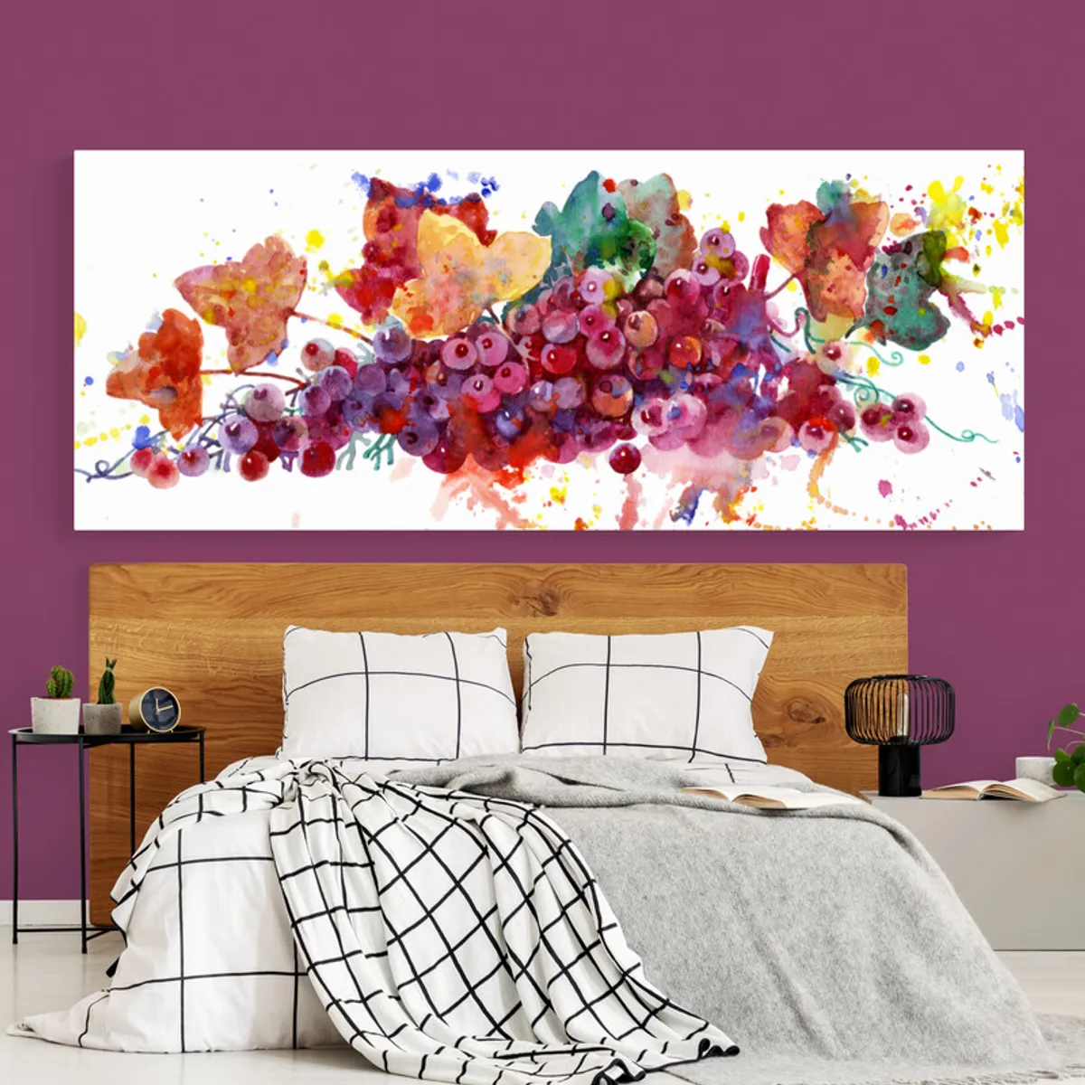 TAYRONA STORE - Cuadro En Lienzo Para Habitaciones Frutas Uvas 100x40cm