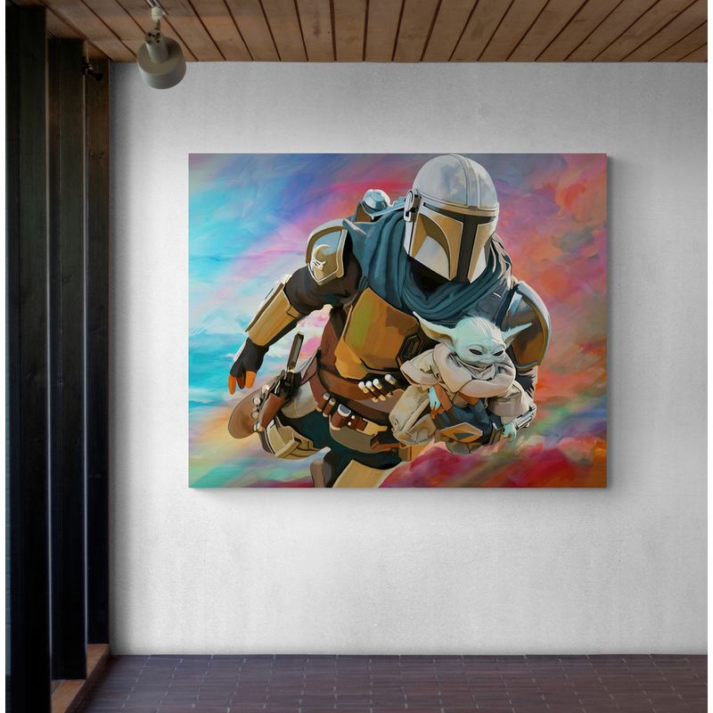 TAYRONA STORE - Cuadro En Lienzo Para Habitaciones Star Wars Baby Yoda 02 50x40cm