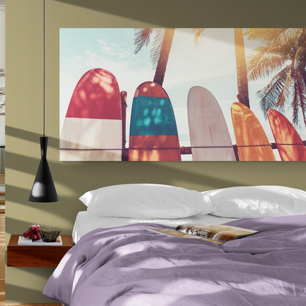 TAYRONA STORE - Cuadro En Lienzo Para Habitaciones Tablas Surf Playa 164 175x70cm